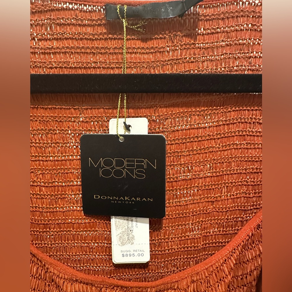 Donna Karan Textured Rust Sleeveless Dress NWT - Picture 2 of 4